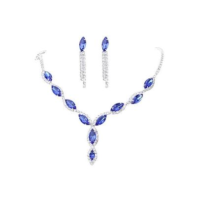 Halskette 1 Set Rot Kristall Strass Aleación 1 Halskette Ohrringe Damen Luxus Klassisch Gypsophila U geformt Schmuck-Set Für Party Hochzeit Image