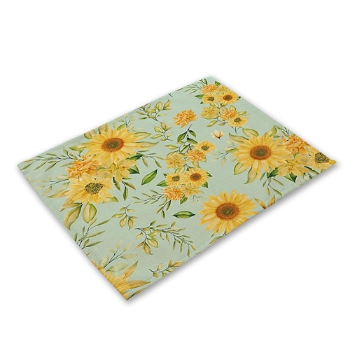 Grüne Tischsets, hitzebeständiges Tischset für Bauerntische, schmutzabweisendes Tischset, Tischset für Hochzeit, Küche, Esstisch, Dekoration für drinnen und draußen Image