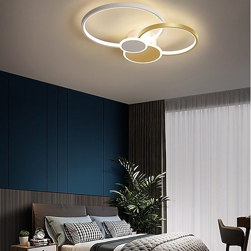 2/4-flammige LED-Deckenleuchte, kreisförmiges Cluster-Design, nordisch-moderner, schlichter Stil, luxuriöse Beleuchtung für Wohnzimmer, Schlafzimmer, Büro und Restaurant (nur per Fernbedienung dimmbar) Image