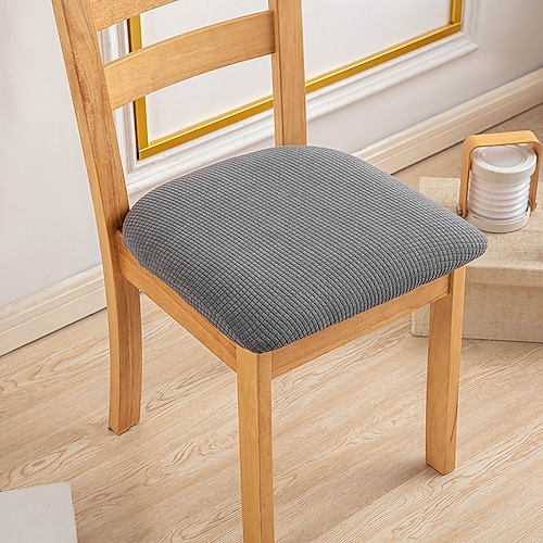 Sitzbezüge für Esszimmerstühle, burgunderfarben, elastischer Stuhlsitzbezug, weich, einfarbig, langlebig, waschbar, Möbelschutz für Esszimmerparty Image