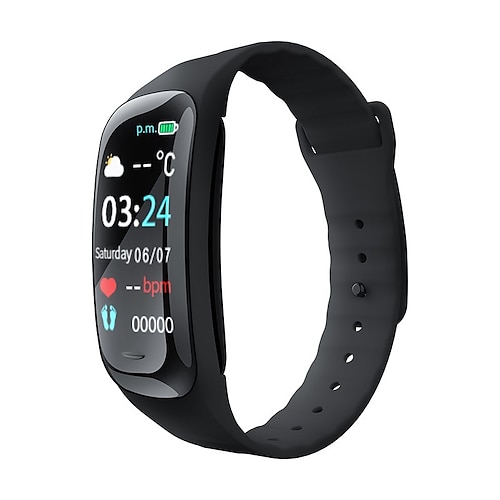 C1plus Smartwatch 0.96 Zoll Smartwatch Fitnessuhr Bluetooth Temperaturüberwachung Schrittzähler Anruferinnerung Kompatibel mit Android iOS Damen Herren Wasserfest Langer Standby Mediensteuerung IP 67 Image