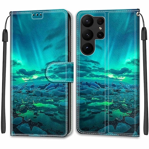 Handy Hülle Handyhüllen Für Samsung Galaxy S25 S24 S23 S22 S21 FE S21 Ultra Plus A54 A32 A22 Brieftaschenhülle Mit Ständer Magnetisch Vollschutz TPU PU-Leder Image