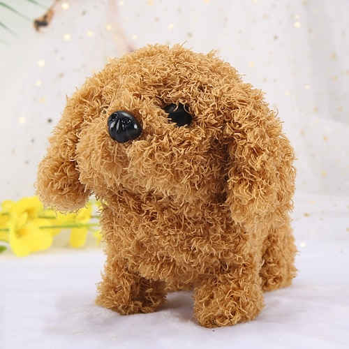 Interaktives Plüschhunde-Spielzeug – Elektronisches Simulationshaustier Plüschhund kleiner weißer Hase der hüpft und Geräusche macht süßer Haustier-Teddy-Hund Husky der mit dem Schwanz wedelt Image