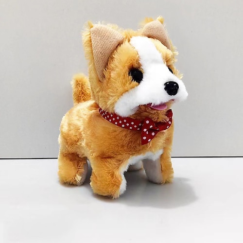 Interaktives Plüschhunde-Spielzeug – Elektronisches Simulationshaustier Plüschhund kleiner weißer Hase der hüpft und Geräusche macht süßer Haustier-Teddy-Hund Husky der mit dem Schwanz wedelt