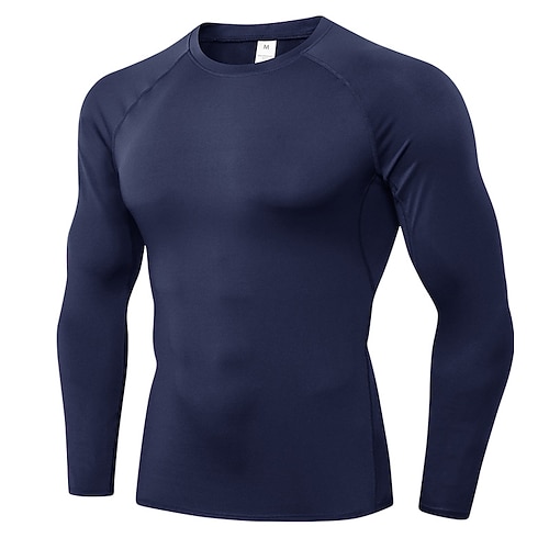 Herren Einfarbig Kompressionsshirt Laufshirt Langarm Basisschicht Sportlich Sommer Frühling Herbst Winter Spandex Schnelltrocknend Weich Power Flex Feuchtigkeitsableitend Fitnesstraining Joggen Laufen Image