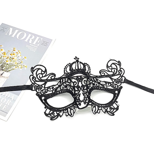 10 Stück Erwachsene Party Spitzenmaske halbes Gesicht Maskenball Damen Halloween Requisiten schwarz lustige Augenmaske