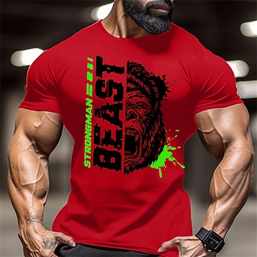 Beast Strongman Grafik-T-Shirt für Männer - Fitness Gym Workout Kurzarm Tee Image