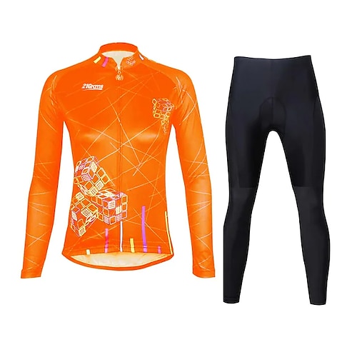 Damen Langarm Fahrradtrikots mit Fahrradhosen Fahrradrock Sommer Lycra Polyester Grün Schwarz Purpur Lustig Fahhrad Sportkleidung 3D-Pad Atmungsaktiv UV-resistant Rasche Trocknung Reflexstreiffen Image