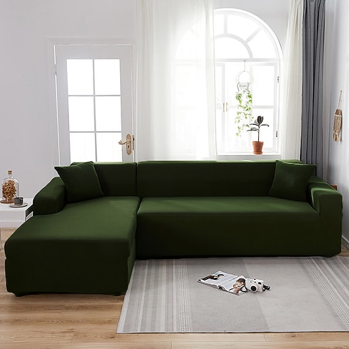 Stretch-Sofabezug, Schonbezug, weinrot, elastisch, Sofagarnitur, Sessel, Loveseat, 4- oder 4- oder 3-Sitzer, L-Form, graublau, einfarbig, weich, strapazierfähig, waschbar Image