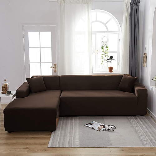 Stretch-Sofabezug, Schonbezug, weinrot, elastisch, Sofagarnitur, Sessel, Loveseat, 4- oder 4- oder 3-Sitzer, L-Form, graublau, einfarbig, weich, strapazierfähig, waschbar Image