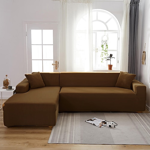 Stretch-Sofabezug, Schonbezug, weinrot, elastisch, Sofagarnitur, Sessel, Loveseat, 4- oder 4- oder 3-Sitzer, L-Form, graublau, einfarbig, weich, strapazierfähig, waschbar Image
