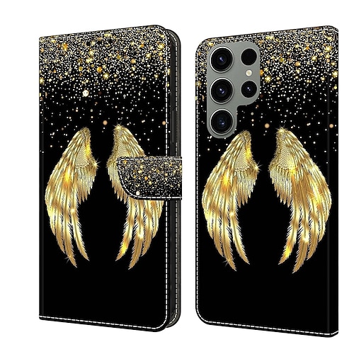 Handy Hülle Handyhüllen Für Samsung Galaxy S26 Ultra Plus S25 S23 S22 S21 FE S21 Ultra Plus A14 A53 A13 A23 Brieftaschenhülle Mit Kartenhalter Magnetischer Flip Ständer Grafik Schmetterling Blume TPU Image