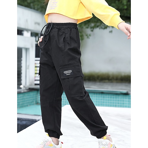 Zurück zur Schule Mädchen 3D Feste Farbe Hose Sommer Frühling Herbst Aktiv Fracht Kinder Teen Schulanfang Outdoor Täglich Image