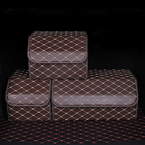 1 Stück Kofferraum-Organizer Wasserdicht Faltbar Hohe Kapazität PU Für SUV Lastwagen Van Image