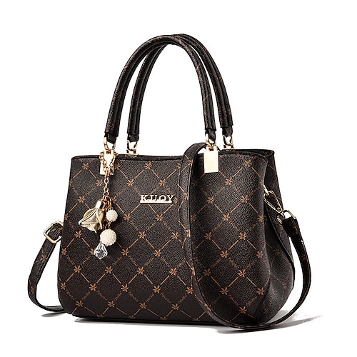 Damen Handtasche Umhängetasche Schultertasche Boston-Tasche PU-Leder B¨¹ro Täglich Festtage Anhänger Reißverschluss Hohe Kapazität Wasserdicht Langlebig Geometrisch Farbblock dunkles Ahornblatt mit