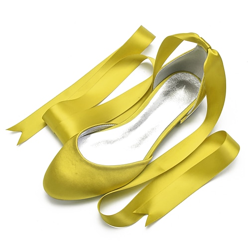 Grüne Ballerinas aus Satin für Damen mit langen Bändern, elegante und bequeme Schuhe für Hochzeiten und besondere Anlässe Image