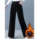Damen-Hose aus Cord-Fleece mit weitem Bein, lange Hose, Mode, Streetwear, Outdoor, Grau, Schwarz, M, L, Herbst, Winter