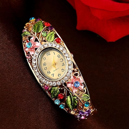 Neu Ankunft Damen Valentinstag Geschenk für Frauen Kristall Armband Kleid Quarz Armbanduhr