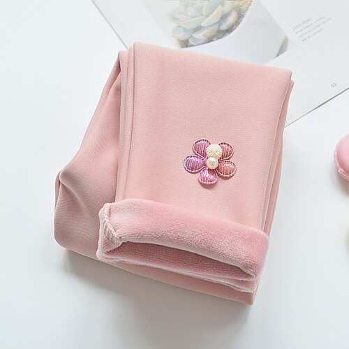 Baby Mädchen Gamaschen Blumen Kuschelig Outdoor Baumwolle 3-7 Jahre Herbst Schwarz Rosa Marineblau Image