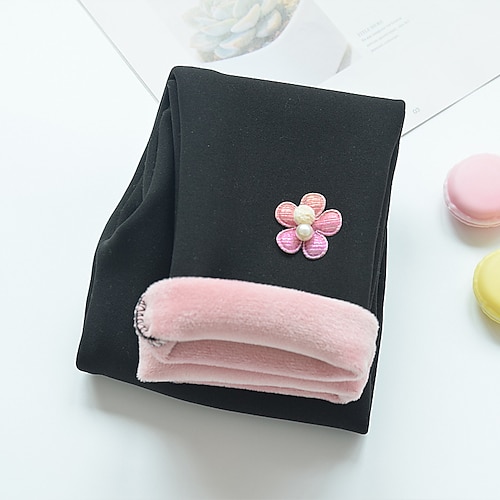 Baby Mädchen Gamaschen Blumen Kuschelig Outdoor Baumwolle 3-7 Jahre Herbst Schwarz Rosa Marineblau Image