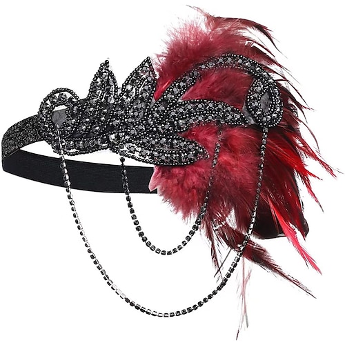 Kopfbedeckung Flapper Stirnband Federn Stirnband Retro Vintage 1920s Aleación Für Der große Gatsby Cosplay Karneval Damen Modeschmuck Modeschmuck Image
