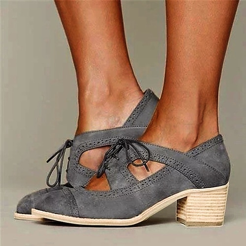 Damen-Oxford-Heels mit Retro-Ausschnitt – Vintage-Mary-Jane-Schuhe für den Alltag und das Büro