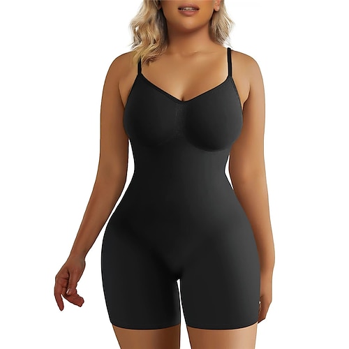 Damen-Bodysuits in Übergröße, figurformend, reine Farbe, modisch, heißer Urlaub, Fitnessstudios, Nylon, atmungsaktive Träger, ärmellos, rückenfrei, Sommer, Frühling, Home-Outfits Image