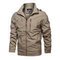 Herren Outdoorjacke Taktische Jacke Windjacke Strasse Täglich Wasserdicht Windundurchlässig Tasche Herbst Feste Farbe Brautkleider schlicht Umlegekragen Standard Regular Fit Schwarz Armeegrün Blau