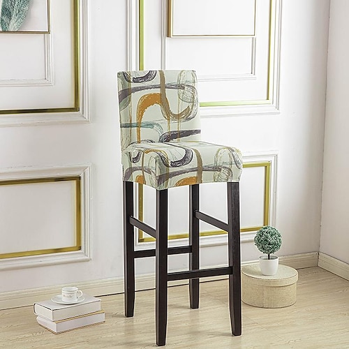 Stretch-Bezug für Barhocker Stuhlhussen, Kneipen-Thekenhocker, Stuhlbezug für Esszimmer, Café, Möbel, Sitzbezug, Stretch-Schutz, rutschfest, mit elastischem Boden Image