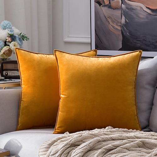Coolste Kissen, dekorative Wurfkissen, Wurfkissenbezug, Samt-Bauernhaus-Kissenbezug für Schlafzimmer, Wohnzimmer, Kissenbezug in Rosa, Blau, Salbeigrün, Lila, Gelb Image