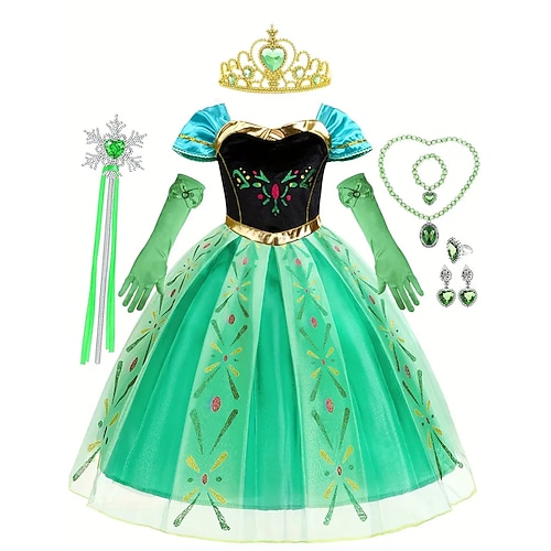 Schneekönigin Eisig Märchen Prinzessin Anna Blumenmädchenkleid Themenparty-Kostüm Tüllkleider Cosplay for Mädchen Kinder Weihnachten Karneval Maskerade Hochzeit Hochzeitsgast Image
