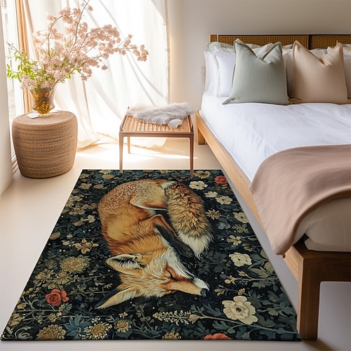Inspirierter William Morris Fox-Teppich, Küchenmatte, rutschfeste, ölbeständige Bodenmatte, Wohnzimmerteppich, Innen- und Außenmatte, Schlafzimmerdekoration, Badezimmermatte, Eingangsbereich, Fußmatte Image