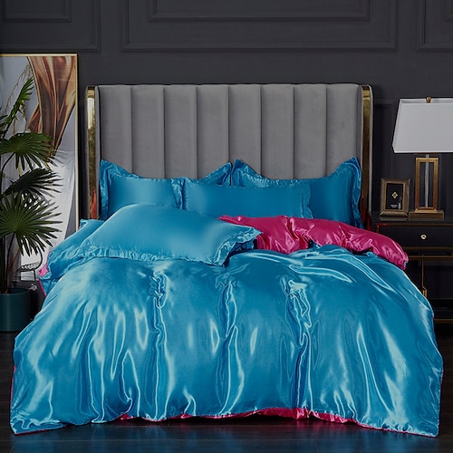 Fleckseide Bettbezug Bettwäsche-Sets Bettbezug mit 1 Bettbezug oder Bettdecke, 1 Blatt, 2 Kissenbezüge für Doppelbett/Königin/König (1 Kissenbezug für Zwilling/Einzelbett) Image