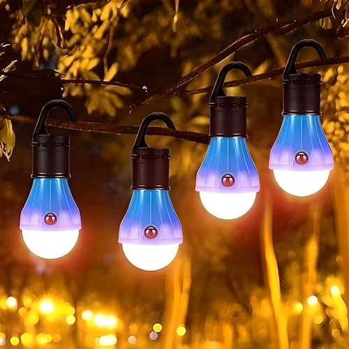4 Stück tragbare Campinglaternen LED-Wasserdichte-Zeltlichter 50LM wasserdichtes Camping für Rucksacktouren Wandern Angeln Notfallhängelicht leicht Image