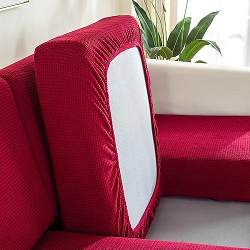 Stretchsofa Sitzkissenbezug Schonbezug elastisch Couch Sessel Loveseat 4 oder 3 Sitzer grau einfarbig massiv weich strapazierfähig waschbar Image