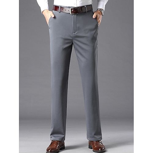 Herren Hose Anzughose Stoffhosen Tasche Einfach Komfort Weich Hochzeit Outdoor Täglich Mode Lässig Schwarz Königsblau Image