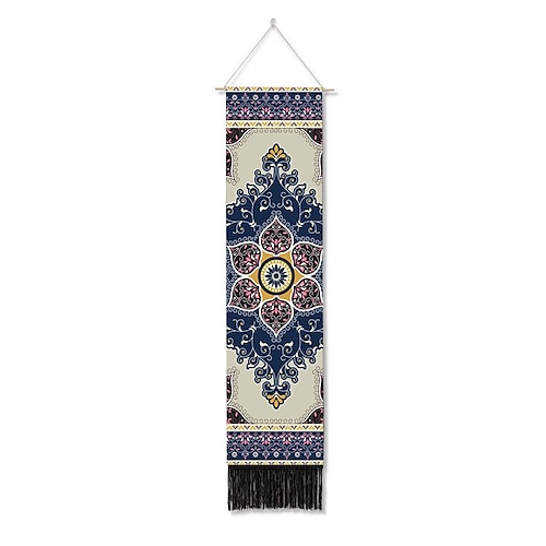 Böhmischer Mandala-gewebter Wandteppich, nordisches Wohnzimmer, Schlafzimmer, Heimdekoration, Boho-Wandteppich, Eingang, Wandbehang, Quaste Image