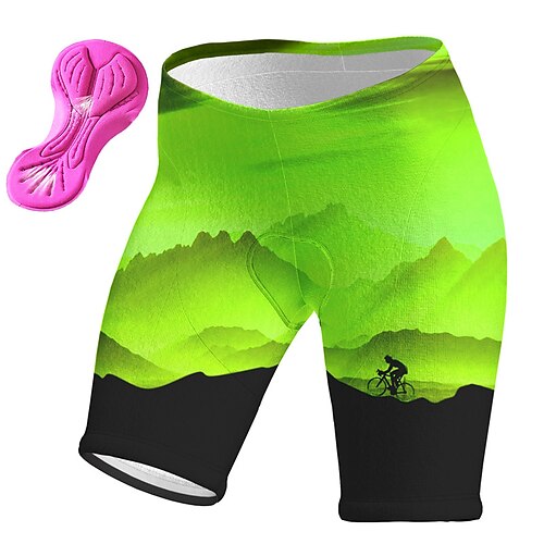 Damen Grafik Fahrradhose Fahhrad Gepolsterte Shorts / Chamois Unterteile Mountainbike MTB Straßenradsport Sport 3D-Polster Radfahren Schnelltrocknend Feuchtigkeitsableitend Rosa Orange Spandex Image