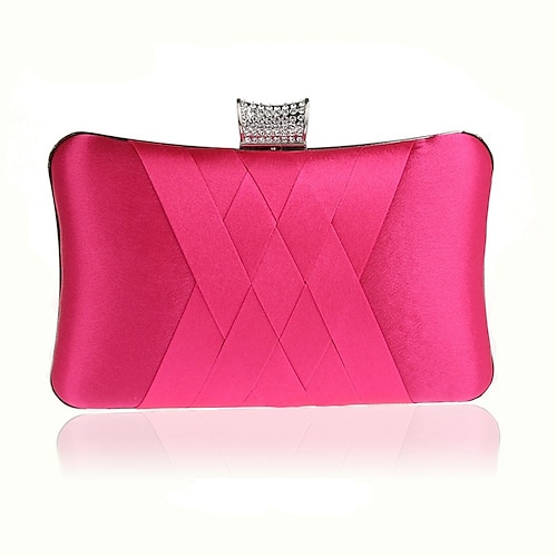 Abend-Clutch aus Satin für Damen – elegante lila Handtasche mit Strassverschluss für Hochzeiten, Partys und formelle Anlässe