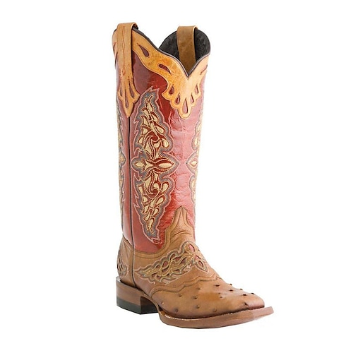 Damen Western-Cowboystiefel aus rosa und schwarzem Kunstleder mit aufwendiger Stickerei - kniehohe Rodeostiefel für Country- und Festivalkleidung Image