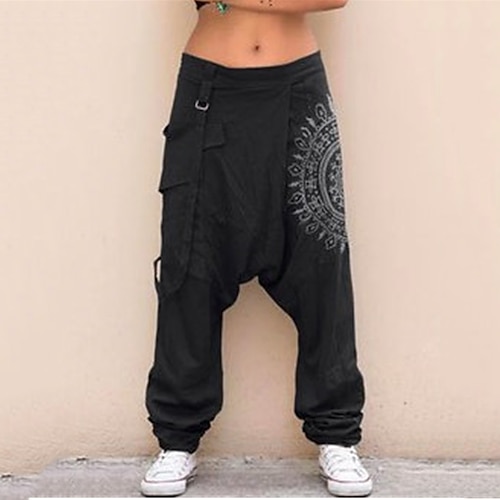 Herren Haremshose Hose Sommerhose Karottenhose mit schmal zulaufendem Schnitt Baggy-Hosen Elastischer Bund Druck Mehrere Taschen Grafikdrucke Komfort Weich Lässig Täglich Stilvoll Klassicher Stil Image