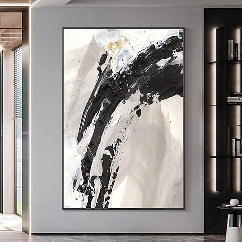 Mintura handgefertigte goldene Ölgemälde auf Leinwand, Wandkunst, Dekoration, modernes abstraktes Bild für Heimdekoration, gerolltes, rahmenloses, ungedehntes Gemälde Image