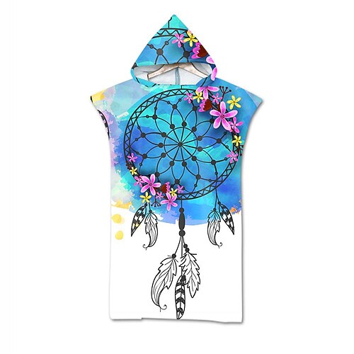 Strandtuch mit Kapuze für Erwachsene, Wickeltuch, Badetuch, Poncho, Decke zum Strand, Surfen, Schwimmen, Baden, Wickeln Image