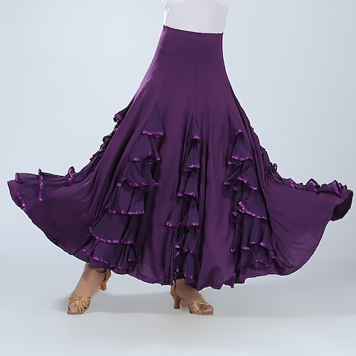 Für den Ballsaal Röcke Plissee Pure Farbe Farbaufsatz Damen Leistung Ausbildung Hoch Spandex Image