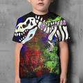Kinder Jungen T-Shirt Kurzarm Dinosaurier 3D-Druck Grafik Tier Schwarz Kinder Oberteile Sommer Aktiv Cool nette Art Schulanfang Freizeitskleidung 3-12 Jahre