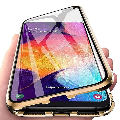 Handy Hülle Handyhüllen Für Samsung Galaxy S25 S24 S23 S22 S21 Ultra Plus S20 A32 Ganzkörperhülle Magnetische Adsorption mit Displayschutz Magnetisch Beidseitig Transparent Gehärtetes Glas Metall Image