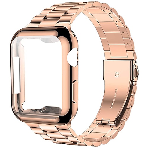 Gliederarmband Kompatibel mit Apple Watch Armband mit Fall Metallverschluss Schnalle Edelstahl Ersatzarmband für 38mm 40mm 41mm 42mm 44mm 45mm 49mm iwatch Series Ultra 8 7 6 SE 5 4 3 2 1 Image