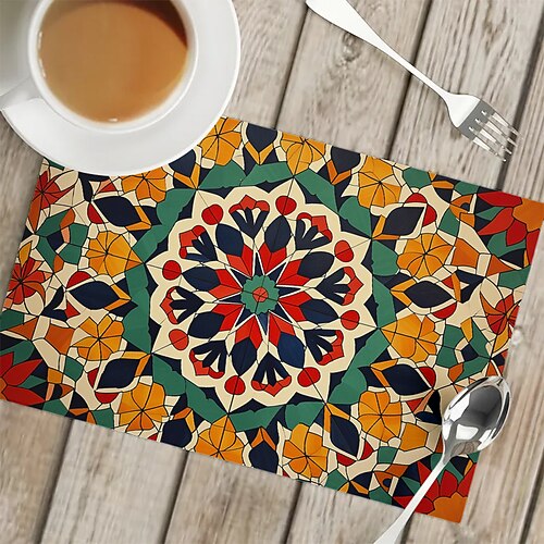 1 Stück Tischset mit ethnischem Muster, 30,5 x 45,7 cm, Tischsets für Party, Küche, Esszimmer, Dekoration Image