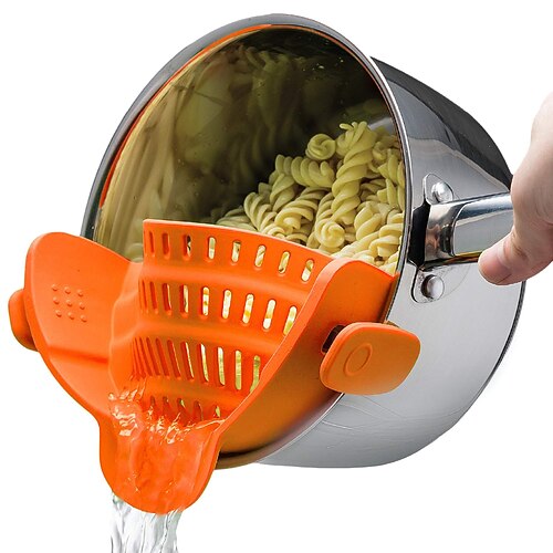 Nudelsieb für die Küche, Topfsieb, Clip-on-Sieb, Sieb aus Silikon und Siebe für Spaghetti-Nudel-Pfanne