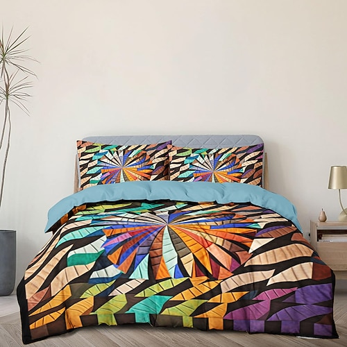 Bettbezug-Set mit geometrischem Muster, weiches 3-teiliges Luxus-Baumwoll-Bettwäsche-Set, Heimdekoration, Geschenk, Doppelbett, King-Size-Bett, Queen-Size-Bett Image